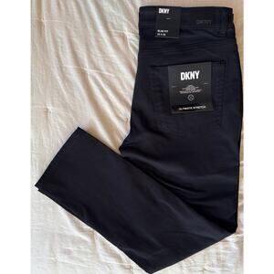 NWT DKNY Ultimate Stretch Slim Fit Pants Stanton Mens Size 33 X 29 Black $80
